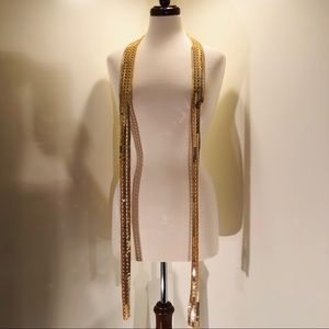 Sequin drop scarf; gold color